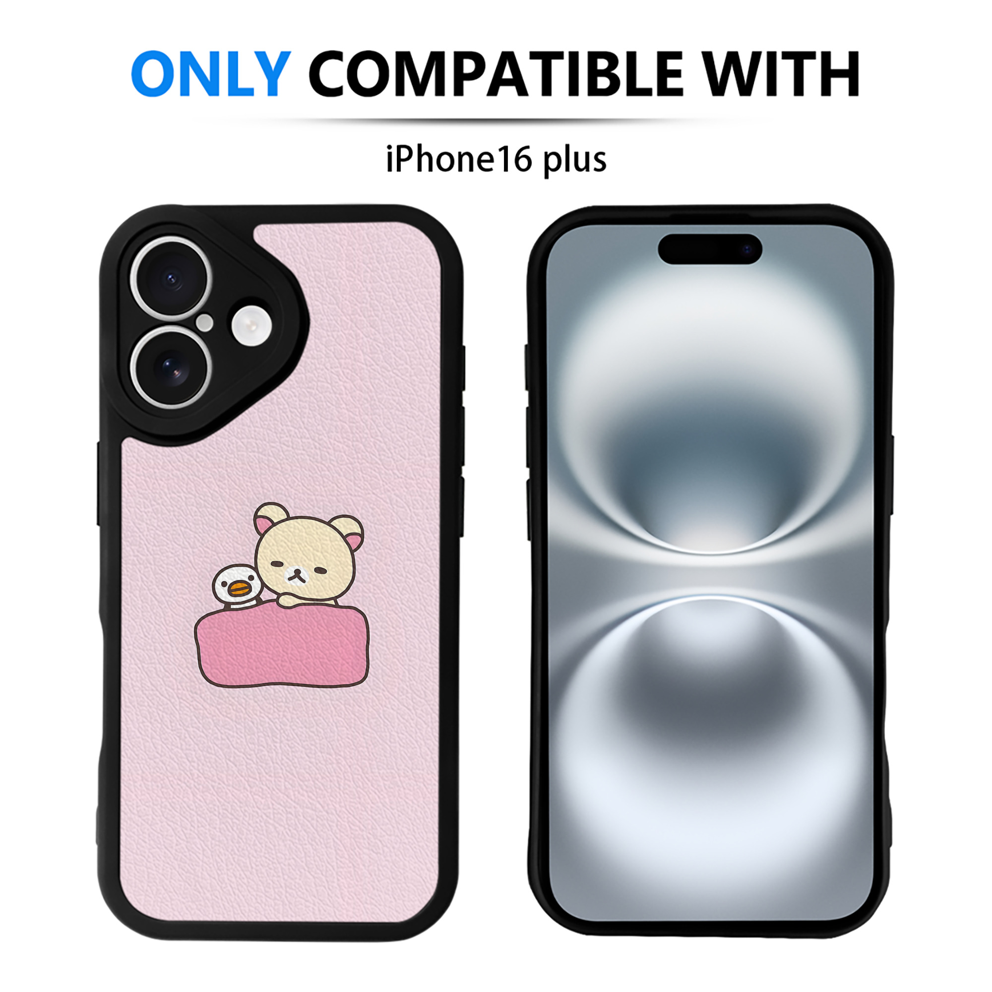 （画像用） リラックマ リラックマ キイロイトリ Rilakkuma Korilakkuma Kiiroitori 【iPhone 16シリーズ対応】シリコンスマホケース（レザー調） 材質：シリコン
